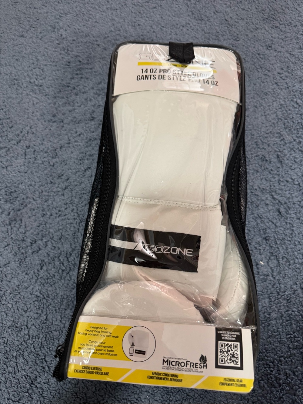 White 14 oz Pro Style Boxing Gloves